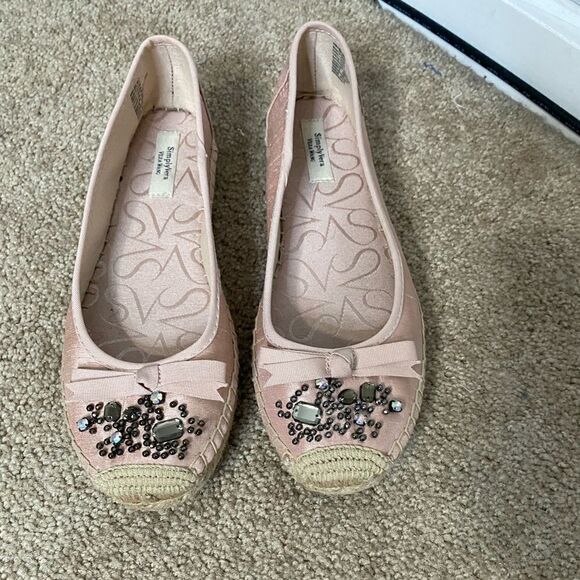 Simply Vera Vera Wang Blush Pink Embellished Espadrilles - Picture 2 of 5